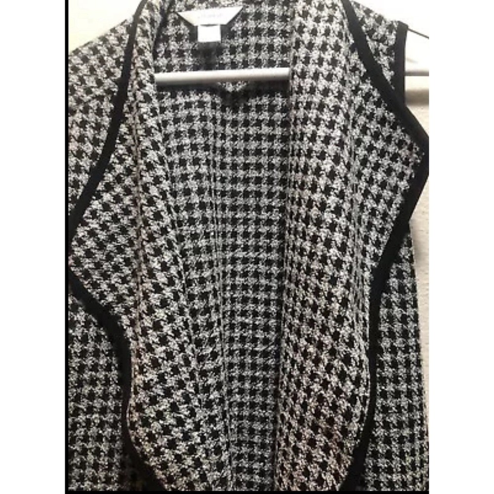 CJ Banks X (14) - Sleeveless Vest/Sweater Open Front Cardigan - Drapes Black & - Picture 12 of 12
